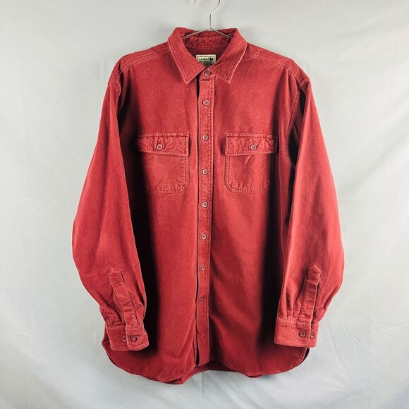 L.L. Bean Other - LL Bean Shirt Mens XL Tall Red Long Sleeve Button Down Shacket Vintage Autumn